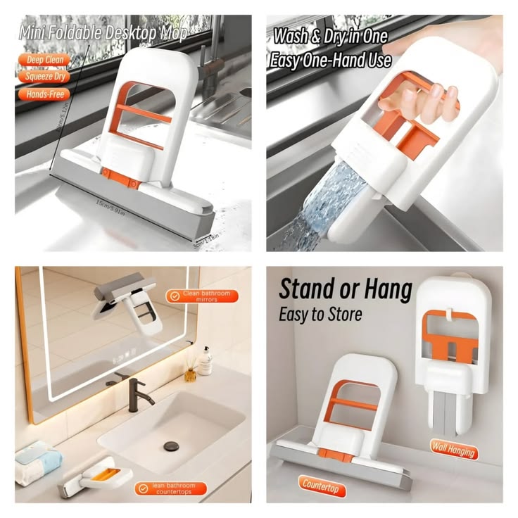 Foldable Mini Mop | Portable Desktop Wet & Dry Cleaning Mop | Self‑Squeezing - Image 5